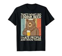 That's What I Do I Drink Beer I Hate People and I Know Bier. Camiseta, Hombre, Negro, M