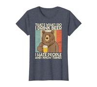 That's What I Do I Drink Beer I Hate People and I Know Bier. Camiseta, Mujer, Azul Jaspeado, XL