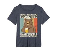 That's What I Do I Drink Beer I Hate People and I Know Bier. Camiseta, Mujer Tallas Grandes, Azul Jaspeado, 5XL Grande