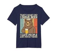 That's What I Do I Drink Beer I Hate People and I Know Bier. Camiseta, Mujer Tallas Grandes, Azul Marino, 1XL Grande