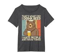 That's What I Do I Drink Beer I Hate People and I Know Bier. Camiseta, Mujer Tallas Grandes, Jaspeado Oscuro, 5XL Grande