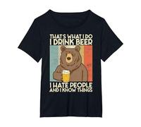 That's What I Do I Drink Beer I Hate People and I Know Bier. Camiseta, Mujer Tallas Grandes, Negro, 1XL Grande