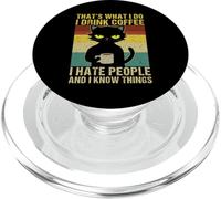 That's What I Do I Drink Coffee I Hate People Cat PopSockets PopGrip para MagSafe