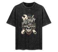 That's What I Do I Fix Stuff and I Know Things Funny Saying Men T-Shirt Black Unisex Tops Casual tee L