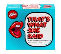 That's What She Said - Second Edition combina Todas Las Nuevas Tarjetas de configuración locas con Nuevas Tarjetas de Frases Divertidas para Ver quién Tiene el Sentido del Humor más Sucio, a Partir