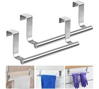 THATSRAD 2 PZS 23 cm Toallero Colgante para Puerta de Cocina Sin Taladro - Colgador para Baño y Armario de Acero Inoxidable (Plateado)