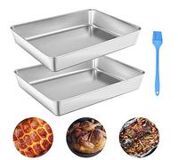 THATSRAD 2 PZS Bandejas para Horno Reposteria de Acero Inoxidable Rectangulares 30 * 24 * 6cm Bandejas de Horno Antiadherente Fuente para Horno Bandejas para Hornear, Servir, Instrumentos Quirúrgica