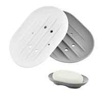 THATSRAD 2 PZS Jaboneras Baño, Jaboneras de Silicona con Desagüe, Jaboneras Ducha, Antideslizante y Fácil Limpieza, Porta Jabón para Ducha, Fregadero para Jabón, Esponjas, Cocina (11,3 * 7,8 * 2cm)