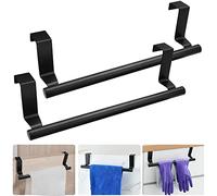 ThatsRad 2 PZS Toallero para Puerta de Baño 23 cm Toallero Colgante para Puerta Sin Taladro Toallero de Puertas para Cocina Colgador Toallas para Baño, Armario de Puerta Acero Inoxidable (Negro)