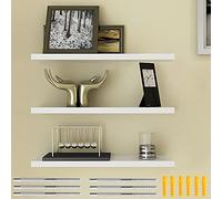 ThatsRad 3 Pzs Estanteria Flotante Pared 40 * 15 * 1,5cm Baldas Pared Blancas de MDF Estante de Pared Montaje Oculto para Libros, Fotos Estantes Flotantes Moderno para Baño, Salón, Cocina, Pasillo