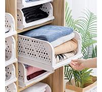 THATSRAD 3 PZS Organizador Plegable Cajas Almacenaje Ropa Cajones Apilables Separadores de Armario, Dormitorio, Cocina (43 x 34 x 18,5cm/Blanco)