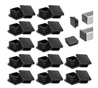 THATSRAD 32 PZS Tapones para Tubos Cuadrados 40*40mm Tapas de Plástico Cuadrados Antideslizante Tubos para Patas de Silla Cuadrada Tapón Plastico para Muebles, Patas de Taburetes, Sillas, Mesas(Negro)