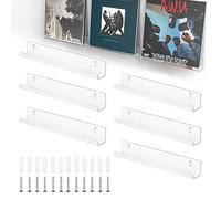 ThatsRad 6 PCS Estantes Flotantes para Vinilos de Pared | Estante para Disco de Vinilo Transparente 30.5x4.3x4.5 cm | Soporte Expositor para Discos y Fotos | Organizador Moderno para Coleccionistas