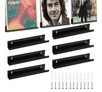 THATSRAD 6 PZS Estante de Acrílico para Discos Vinilos Estante Flotante Pared (30,5 * 4,4 * 4,3cm) Estanterías para CDs Expositor para Discos de Vinilo Soporte para Vinilos Discos, Fotos (Negro)