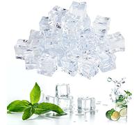 THATSRAD 60 PZS Cubitos de Hielo Reutilizables Transparentes 2cm Cubitos de Hielo de Acrílico Cubitos de Hielo Falsos Reutilizable de Cubo Hielo Falso para Artificiales, Fotografia, Decoración de Boda