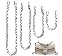 THATSRAD Cadenas para Bolsos 4 PZS Correas de Cadenas de Bolsos de Metal con Hebillas Correas de Hombro Cadenas de Metal Gruesas Cruzados Cadena de Repuesto para DIY Bolso de Mano, Cartera (Plateadas)