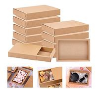 THATSRAD Cajas de Cartón para Regalos (12 Piezas) 18*13*3cm Cajón de Papel Kraft Cajitas para Regalos Plegables Cajas de Cartón Kraft Marrón para Embalaje, Chuches, Alimentos, Collares, Accesorios