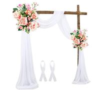 ThatsRad Cortina de Gasa de Tul Blanca 550 * 70cm Cortina para Arco Decoración de Boda Romantica Tela Drapeada para Arco de Boda Sombra Cenefa para Decoración Ceremonia, Recepción, Fiesta (1 Panel)