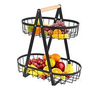 THATSRAD Fruteros, Fruteros de Cocina Modernos 2 Pisos Desmontable Cesta de Frutas y Verduras Fruteros de Metal Almacenamiento Canasta de Alambre de Metal Estante para Almacenar Frutas, Pan (Ovalado)
