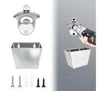THATSRAD Juego de Abrebotellas Pared, Abridor Cerveza con Cestilla, Tornillos de Montaje y Tacos de Pared, Abridor de Botellas Vino Abrelatas Colgante Abre Botellas Hogar, Bar, Cocina y Regalo Hombres