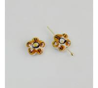 THAYLA 10 cuentas de cerámica pintadas a mano con flores rosas de 14 x 5 mm para hacer joyas, collares, pulseras, abalorios, manualidades