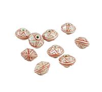 THAYLA 10 cuentas de porcelana pintadas a mano de 12 mm, diseño geométrico, cuentas de cerámica hechas a mano, cuentas espaciadoras sueltas para hacer joyas, manualidades