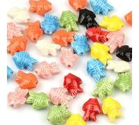 THAYLA 20 cuentas de porcelana de peces pequeños de 15 x 19 mm, hechas a mano, cuentas espaciadoras sueltas para hacer joyas, collares, pulseras, manualidades