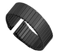 THBGTCNQ Correa de metal elástica de 22 mm, accesorios de correa de reloj de acero inoxidable, pulsera negra plateada, correas de repuesto universales(Black,22MM_L)