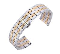 THBGTCNQ Correa de reloj de acero inoxidable de 14 mm, 16 mm, 18 mm, 20 mm y 22 mm, correa de reloj de metal, pulsera de reloj inteligente con pasador(Silver Gold,20mm)
