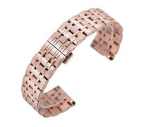 THBGTCNQ Correa de reloj de acero inoxidable de 14 mm, 16 mm, 18 mm, 20 mm y 22 mm, correa de reloj de metal, pulsera de reloj inteligente con pasador(Rose Gold,16mm)