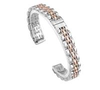 THBGTCNQ Correa de Reloj de Acero Inoxidable de Metal for Mujer, Repuesto Universal.(Silver Rose Gold_17mm)