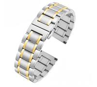 THBGTCNQ Correa de reloj de acero inoxidable, repuesto universal de metal, pulsera for hombre y mujer, adecuada for reloj inteligente, reloj de cuarzo(Siver gold,22mm)