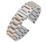 THBGTCNQ Correa de reloj de acero inoxidable, repuesto universal de metal, pulsera for hombre y mujer, adecuada for reloj inteligente, reloj de cuarzo(Siver rose gold,16mm)