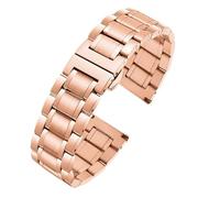 THBGTCNQ Correa de reloj de acero inoxidable, repuesto universal de metal, pulsera for hombre y mujer, adecuada for reloj inteligente, reloj de cuarzo(Rose gold,17mm)