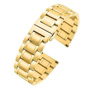 THBGTCNQ Correa de reloj de acero inoxidable, repuesto universal de metal, pulsera for hombre y mujer, adecuada for reloj inteligente, reloj de cuarzo(Gold,24mm)