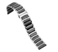 THBGTCNQ Correa de reloj de cerámica de 16 mm, correa de reloj de pulsera de 20 mm y 22 mm, correa de reloj de acero inoxidable de 18 mm, correa de reloj blanca y negra(Black,22mm)