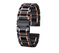 THBGTCNQ Correa de reloj de cerámica de 20 a 22mm, pulsera de repuesto for reloj inteligente, reloj de cuarzo, accesorios universales for reloj for hombres y mujeres(Black-RG,22mm)