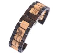 THBGTCNQ Correa de reloj de madera de 20mm y 22mm, repuesto Unisex, pulsera de liberación rápida, correa clásica Vintage for reloj inteligente, reloj tradicional(Black brown,22mm)
