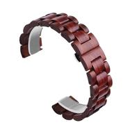 THBGTCNQ Correa de reloj de madera, pulsera de madera de repuesto de 20mm y 22mm, correa de apertura rápida for reloj inteligente, pulsera tradicional Unisex(Red,20mm)