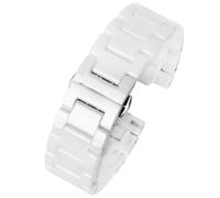 THBGTCNQ Correa de reloj de Metal y cerámica de 12mm, 14mm, 15mm, 16mm, 18mm, 20mm y 22mm, pulsera de cerámica for hombres y mujeres, pulsera de oro blanco, negro y rosa(4102-White,20mm)