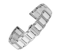 THBGTCNQ Correa de reloj de Metal y cerámica de 12mm, 14mm, 15mm, 16mm, 18mm, 20mm y 22mm, pulsera de cerámica for hombres y mujeres, pulsera de oro blanco, negro y rosa(4101-White silver,20mm)