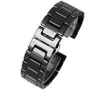 THBGTCNQ Correa de reloj de Metal y cerámica de 12mm, 14mm, 15mm, 16mm, 18mm, 20mm y 22mm, pulsera de cerámica for hombres y mujeres, pulsera de oro blanco, negro y rosa(4102-Black,20mm)