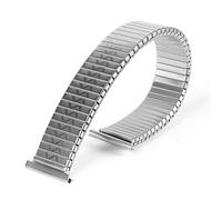 THBGTCNQ Correa de reloj elástica de acero inoxidable, banda de reloj de expansión elástica de metal, pulsera universal for hombres y mujeres(Silver,14mm)
