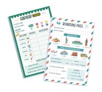 Thboxes 2-Pack Kids Pretend Play Notepads, 50 Sheets Boarding Pass & 50 Sheets Report Card for Imaginative Role Play, Early Learning & School Playtime for Toddlers