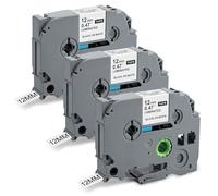 Thboxes 3 rollos de cinta de etiquetas TZe-231 compatible con Brother P-Touch, 12 mm cinta autoadhesiva para impresora de etiquetas PT-H100LB/H105/H107B/D210/E110/D400/D600VP/1000/1010/1280, negro