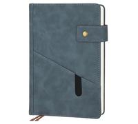 Thboxes Cuaderno A5 a rayas, cuaderno de diario con 180 hojas/360 páginas, tapa dura, piel sintética, cuaderno con 100 g/m² de papel grueso, botón a presión, bolsillo interior, a rayas, para oficina,