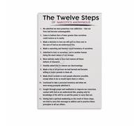 The 12 Steps of Addiction Recovery Poster: Sobriety Inspiration Art for Counseling Room(Framed,08x12inch(20x30cm))