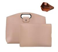 The 2-Piece Set: Sophisticated Business Waterproof Leather Laptop & Tote Set, 14-16in 2PCS Laptop Bag for Women (Pink)