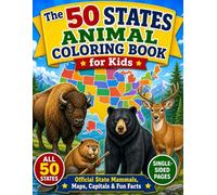 The 50 States Animal Coloring Book for Kids: Official State Mammals, Capitals, Maps, and Fun Facts to Color and Learn
