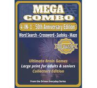 The 50th Book Collector’s Edition: The Ultimate 4-in-1 Giant Print Puzzle Book: 300 Brain Games for Adults & Seniors: 100 Word Search, 100 Crosswords, 50 Sudoku, 50 Mazes with Solutions | Large Print Variety Activity Book
